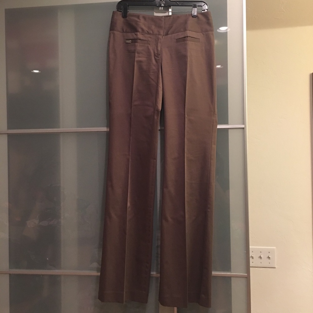Express Editor pant 4 Long brown stretch sheen